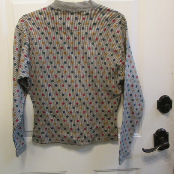 Vtg ESPRIT gray POLKA DOTS long sleeves shirt M - Picture 12 of 15